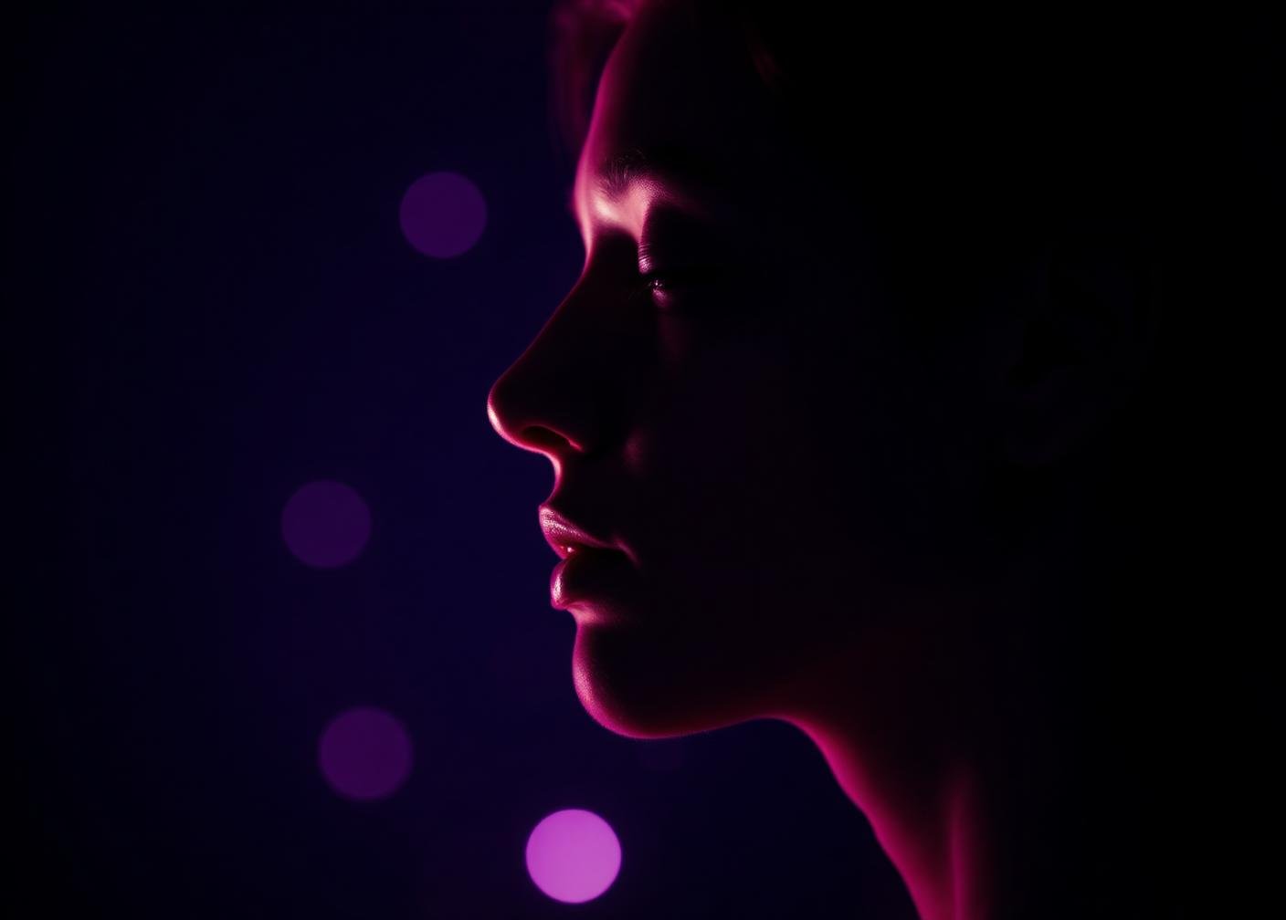 A person in profile with eyes closed, soft light tracing the face